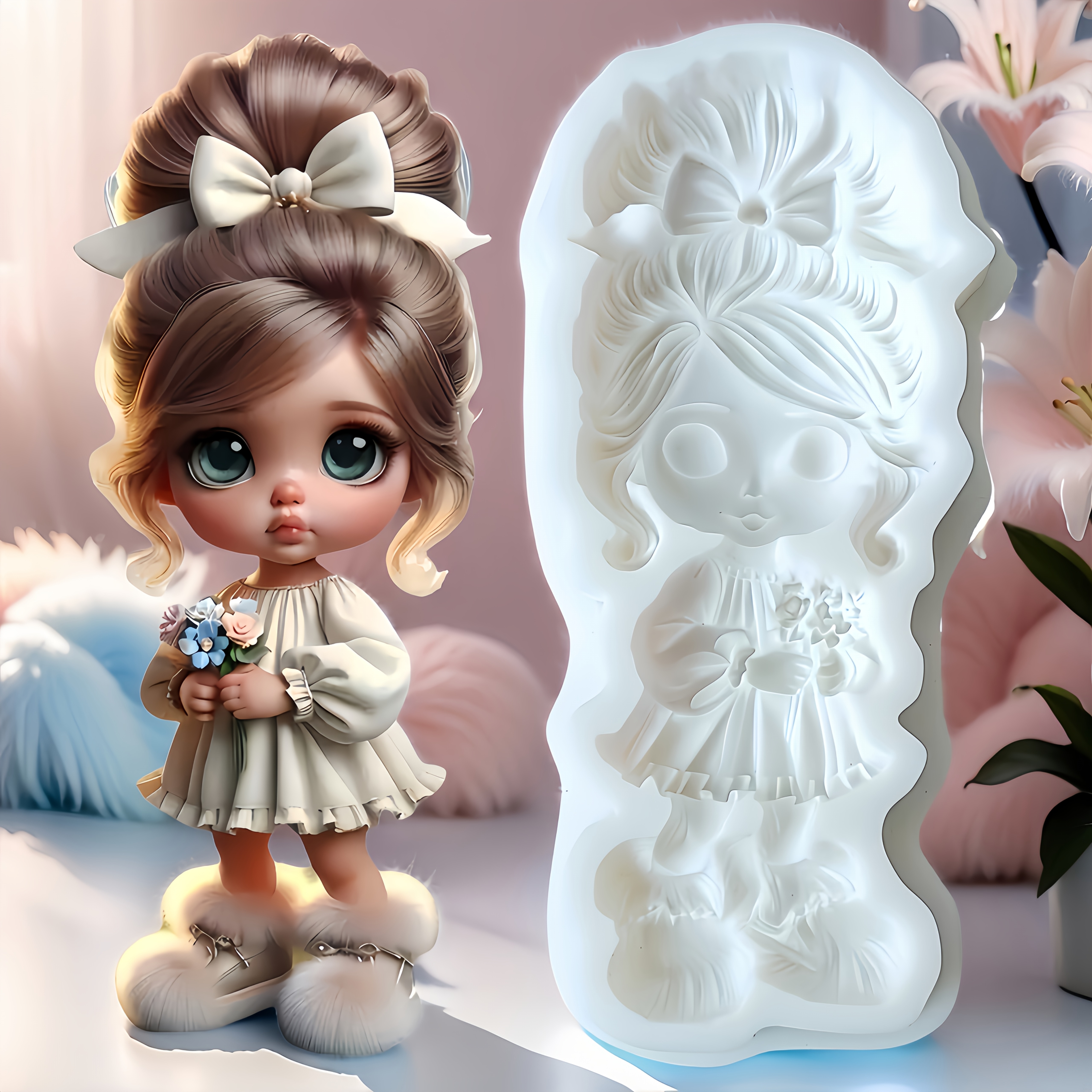 1pc, A Mold For Baking And Chocolate Cake For A Little Girl; Silicone Mold; Drip Glue Mold