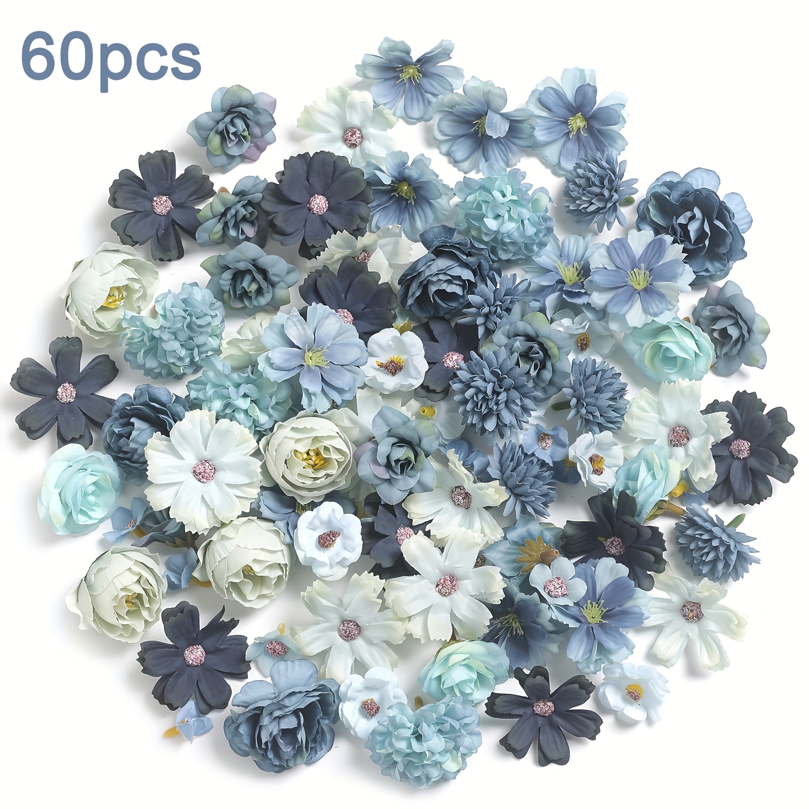 60pcs Faux Flower Heads Small Silk Artificial Flower Fake Mini Flowers Rose Daisy Multicolor Flowers Craft Supplies For Wedding Party Wreath Graduation Season Party Home Decor