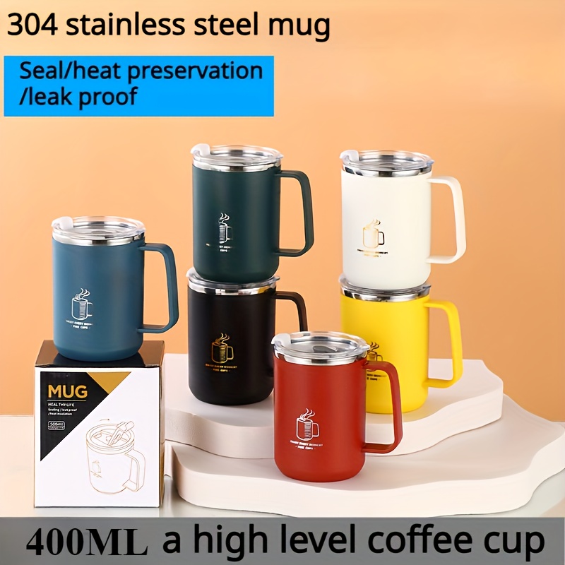 

1pc 500ml/ 16.91oz 304 Stainless Steel Mug Double-layer Insulated Coffee Cup Tea Cup Companion Gift Student Straw Cup Water Cup Eid Al-adha Mubarak