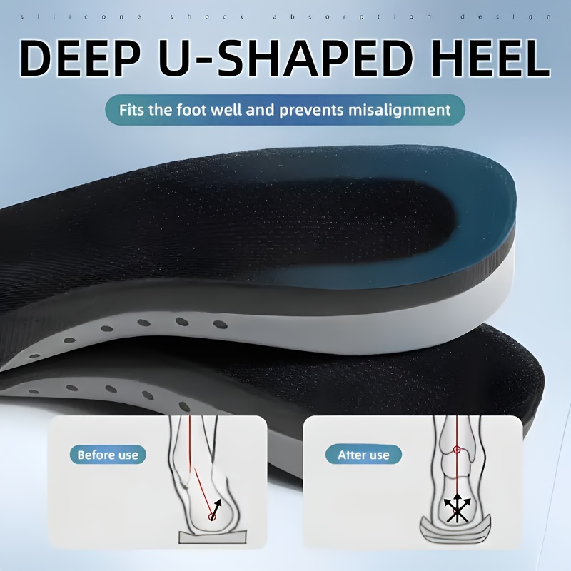 1 Pair EVA Gel Insoles for Sports and Work - Anti-Slip, Shock-Absorbing, Twist-Resistant, Thickened Support - Unisex for Basketball and Everyday Use