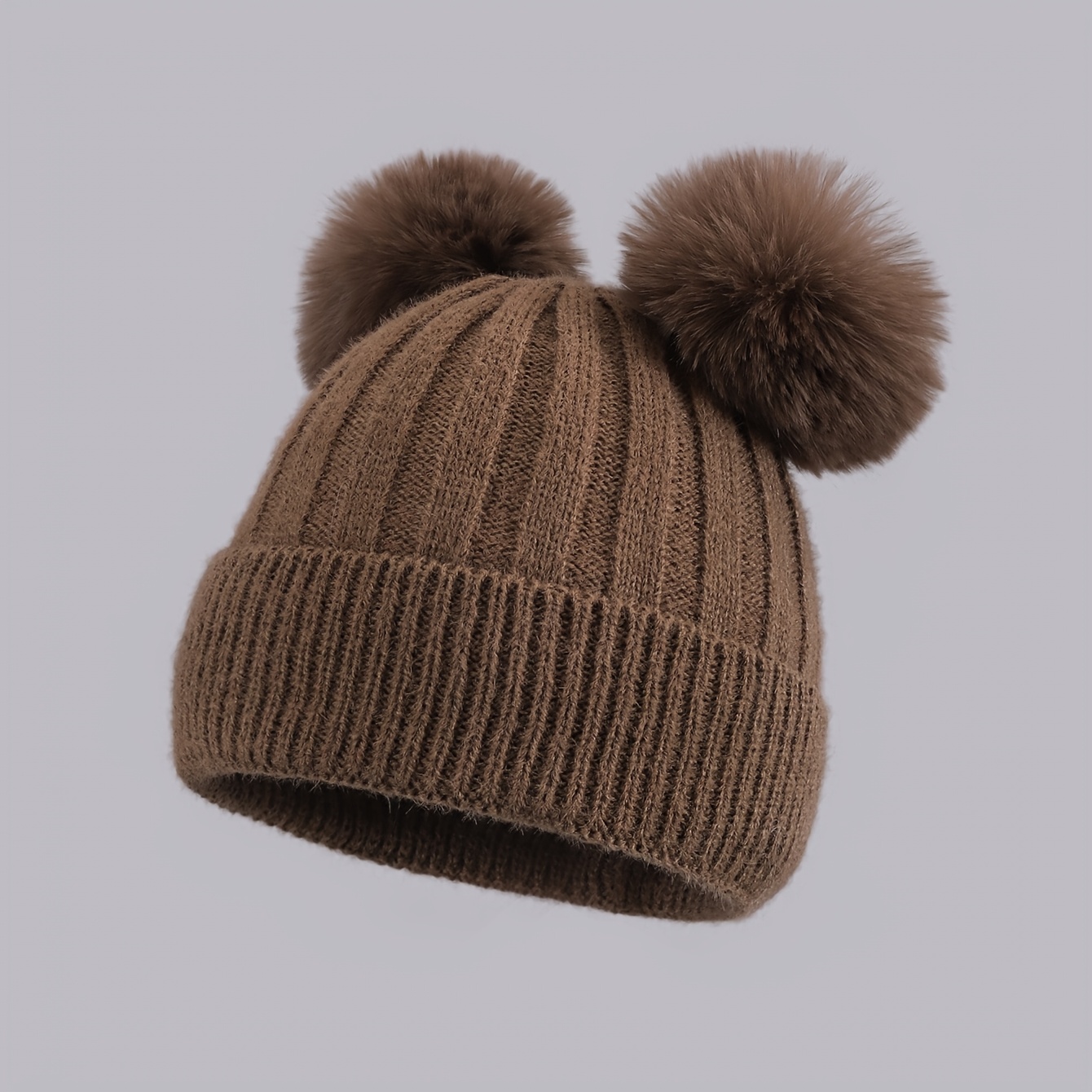 TEMU Bonnet de Noël en peluche tendance à double pompon