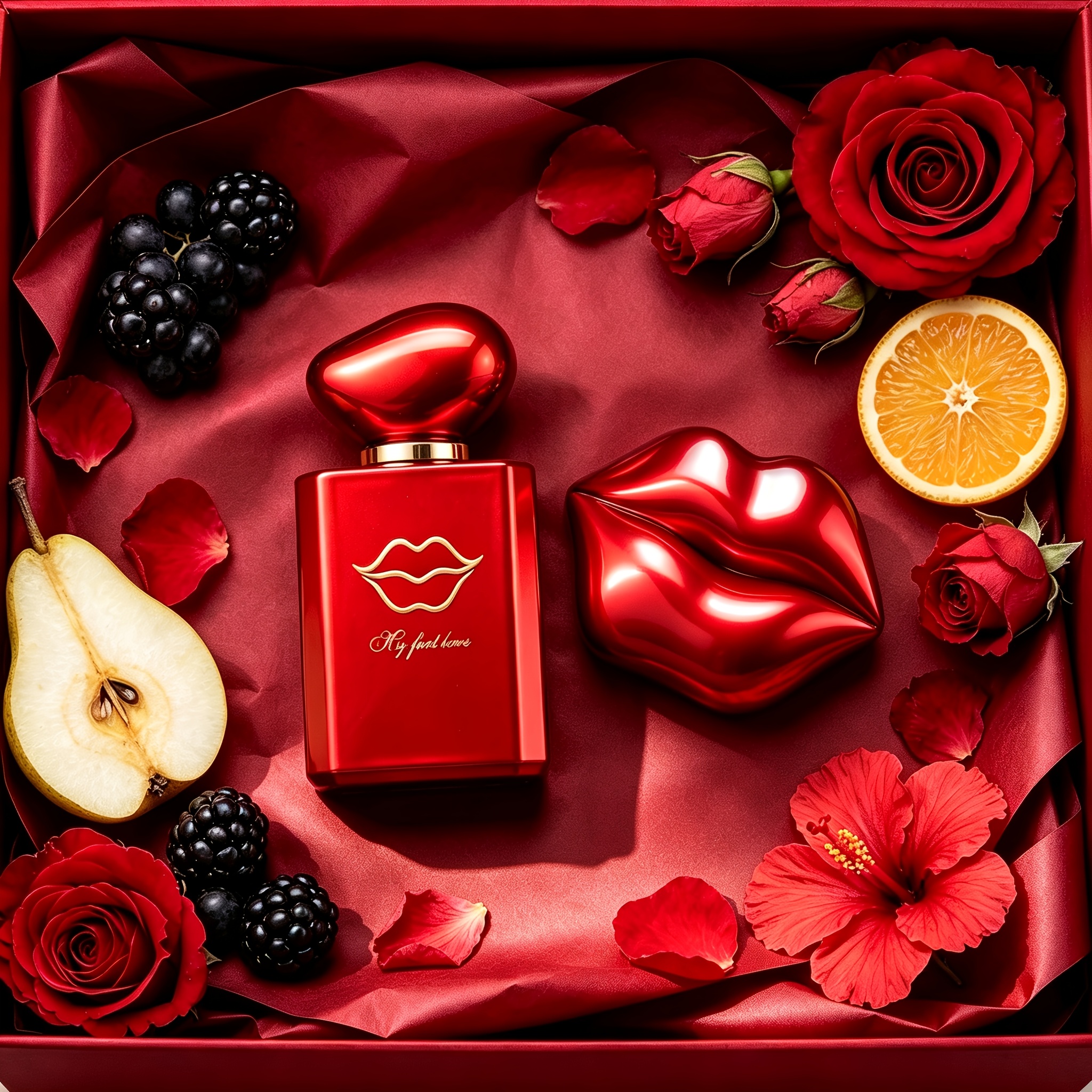 Image of 2pcs Metallic Mirror Lip-shaped Fragrance Set, Love Scent And Elegant Floral Perfume, Long-lasting Light Eau De Toilette, Luxury Decor Gift Box For Women' Dating Birthday Valentine's Surprise