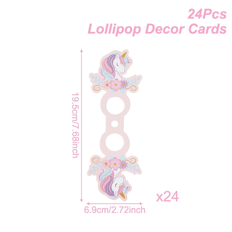 E-shop Geschenk für Sie/Ihn 24 Stück, Einhorn-Lollipop-Dekokarten, Blumen-Einhorn-Themenparty-Papier-Lollipop-Kartenhalter,
