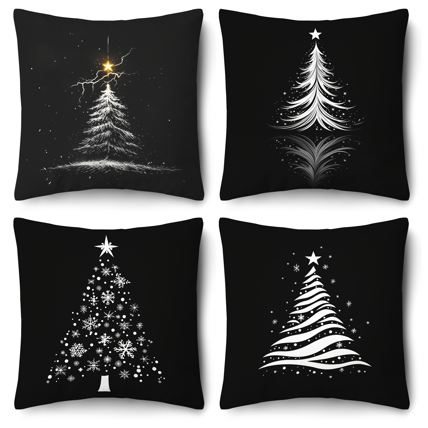 

Christmas Set Of 4 - Washable, Printed And , , , Cushion For , Sofa, Porch, 18x18 - Inserts Not Included