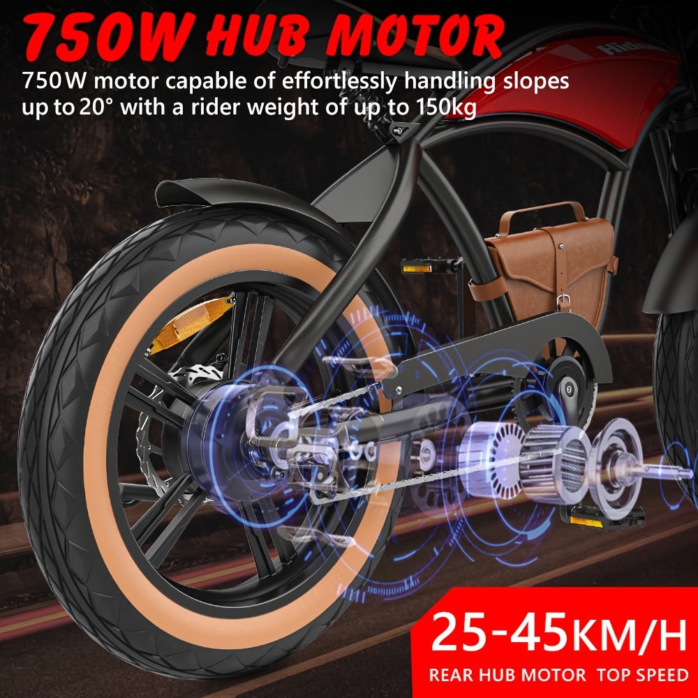 electric bike for adults b10 48v 12 5ah battery 18650 25 40km   speed 750w motor e bike for adults electric mountain bike for men 20 fat tire electric   speed with cowboy bag weight bearing 330lbs details 3