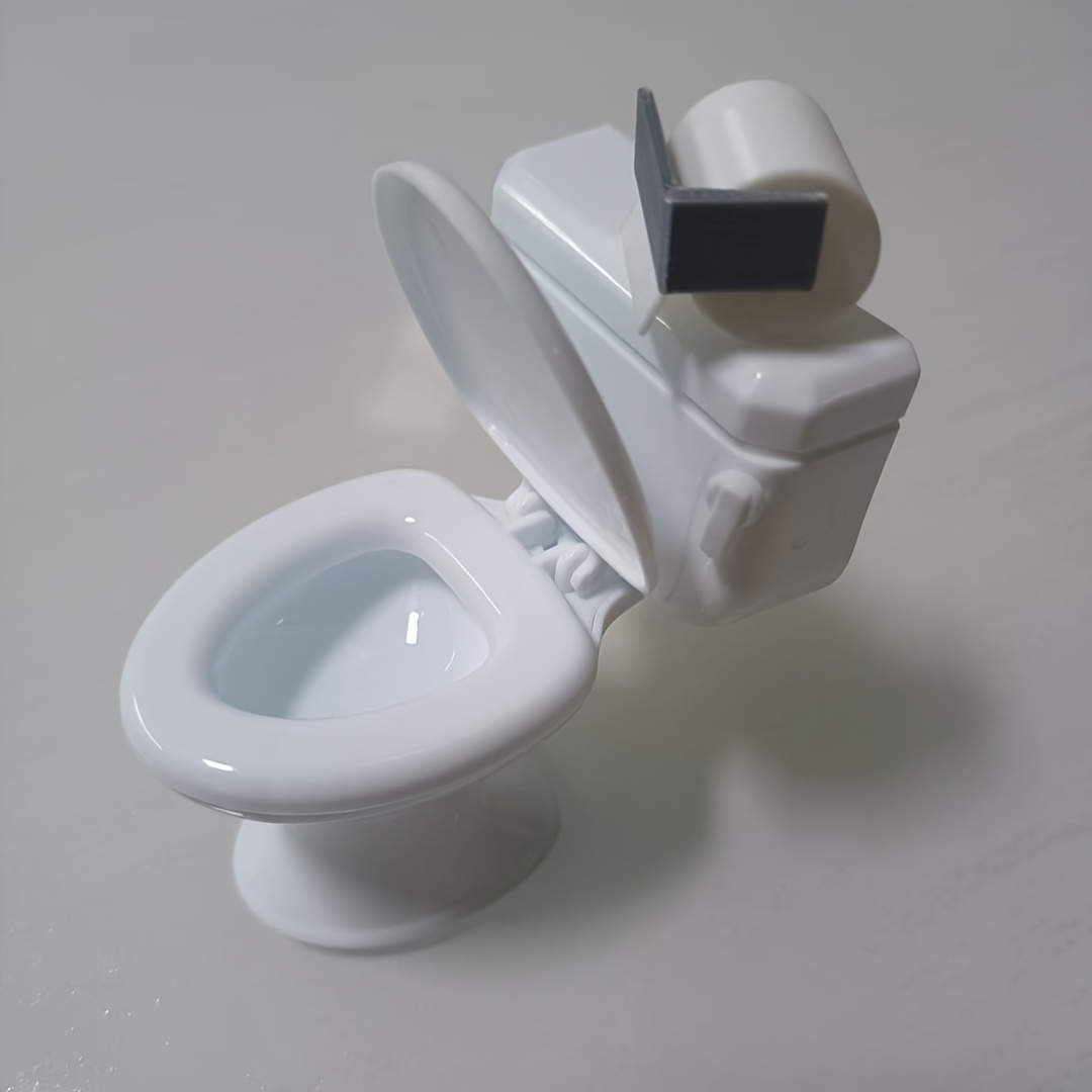 Miniature Room Decoration Toilet And Toilet Paper (white) Non-electric