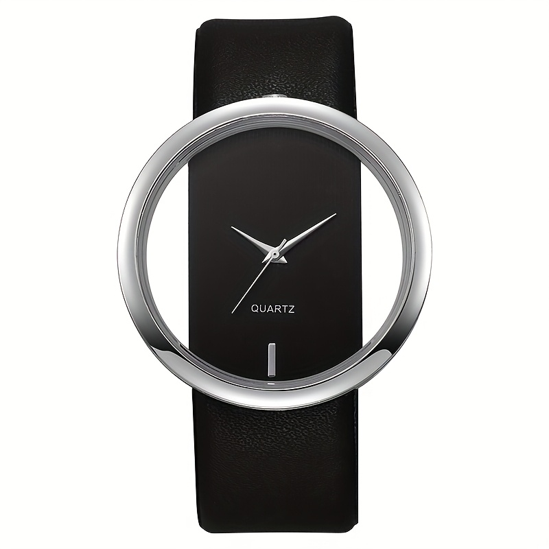 Ladies' Simple and Fashionable Quartz Watch, Hollow Dial and PU Leather Strap, Ladies' Fashionable Watch, Can Be Given as a Mother's Day Gift or Any Holiday Gift to Her