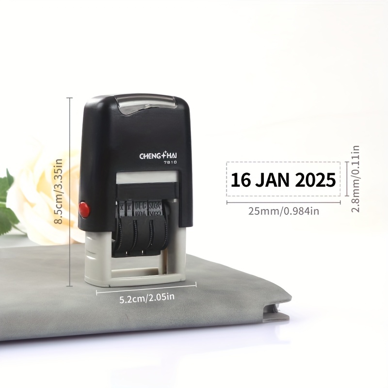 Adjustable Digital Date Stamp With Ink Pad, Abs Durable, , Ledger Date Stamp, Suitable For Scrapbooking And Office Supplies, Teacher Supplies