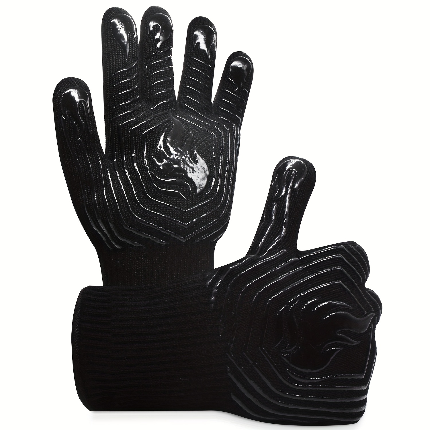 T V I R D BBQ Gloves, 1472°F Heat Resistant, Non-Slip Silicone, Forearm