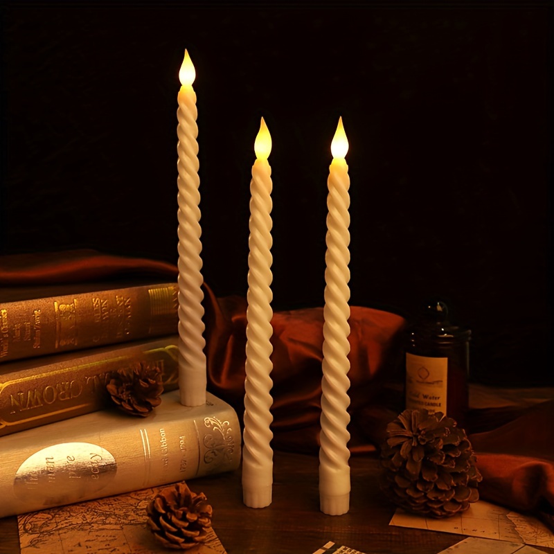 6pcs White LED Spiral Long Pole Electronic Flameless Candle Lights