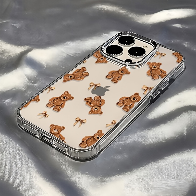 TEMU Phone Case: Phone Case - 1 Bow Teddy Bear Drop-proof Protective Soft Case, Suitable For Iphone 17/16/15/14/13/12/11/plus/pro/pro Max/x/xr/xs ,
