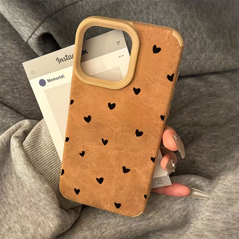 TEMU Small Heart Matte Lambskin For Iphone12/12pro/12pormax/13/13pro/13promax14/14pro/14proamx 15/15pro/15proamx/11/11pro/11promax/14plus/15plus/16/16pro/16promax