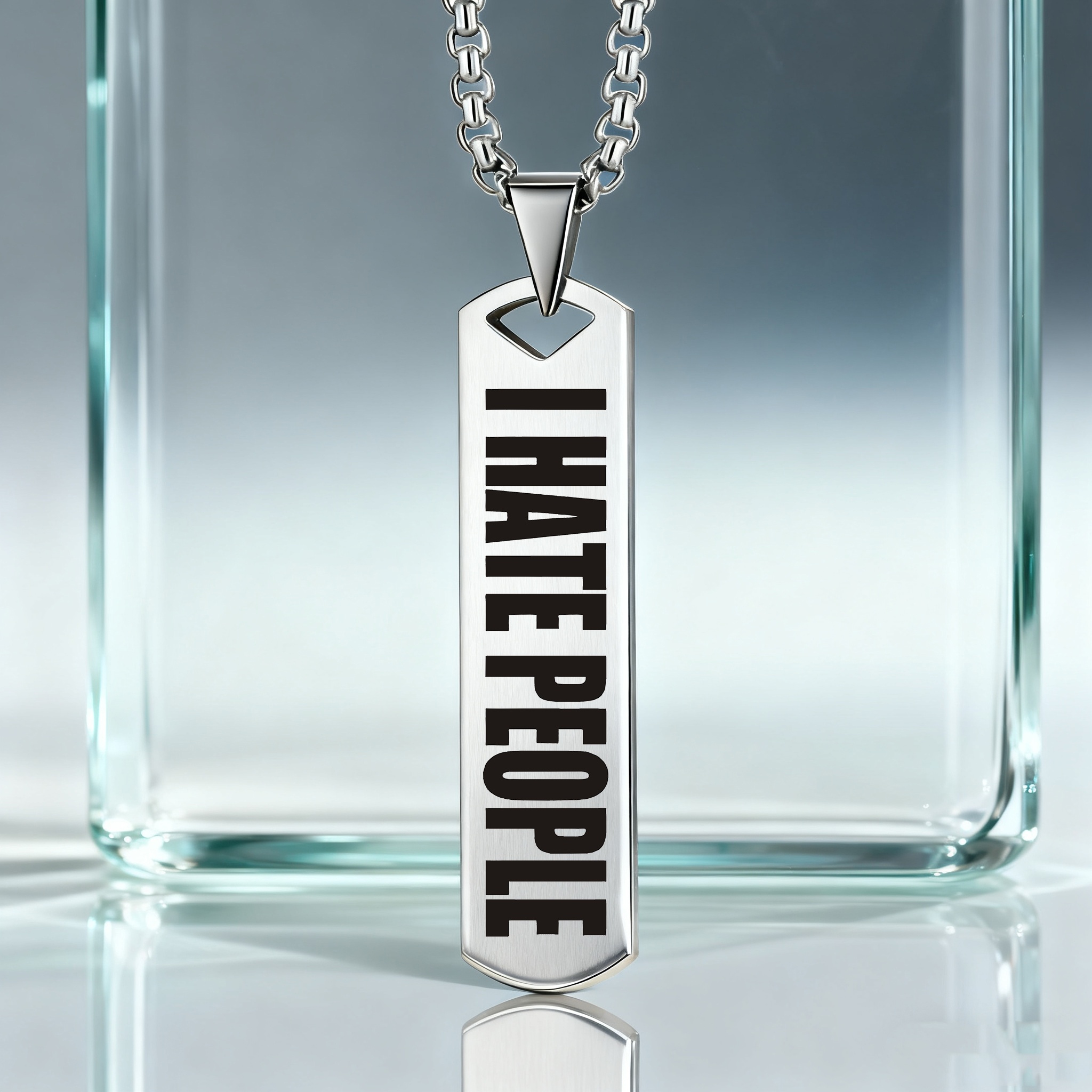 "I HATE PEOPLE" Stainless Steel Necklace, Trendy Gift