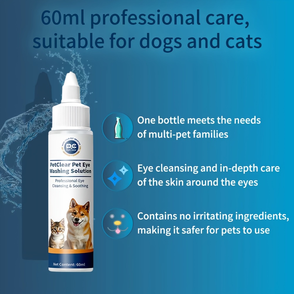 PETCLEAR Pet Eye Wash Solution Is a Professional Eye Cleaning Pet Care Product That Gently and Effectively Cleans Pets' Eyes, Helping to Remove Eye Secretions, Dust, and More. The Bottle Measures Approximately 13cm/5.12inch in Height and 7cm/2.76inch