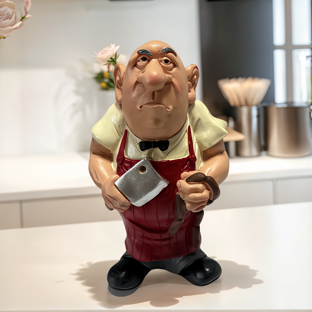 Image of A Character Statue, Featuring A Fun Butcher Design, Serves As A Multifunctional Home Kitchen Decoration For Restaurants, Bars, And Indoor Or Outdoor Displays, Perfect For Festive Room Additions