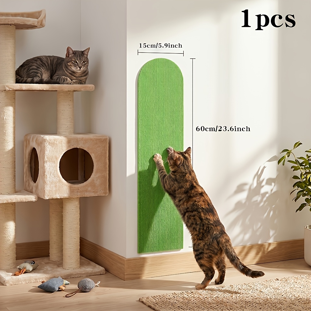 TEMU Cat Scratching Pad, Single Piece Arched Self-adhesive Wall Scratcher, Pre-equipped With Strong Adhesive For No-drill Installation, Designed For