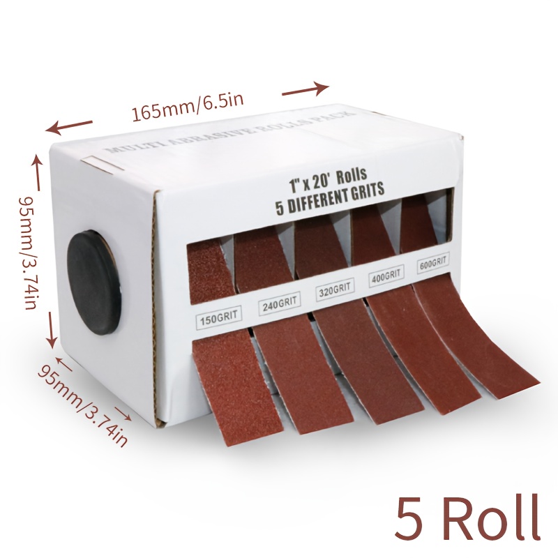 A Set Of Oxide Sandpaper Rolls With Brackets - 4 Rolls/5 Rolls Fabric Grinding Roll For Sanding Blocks, Metal, Glass, Woodworking - Emery Cloth Roll Packaging