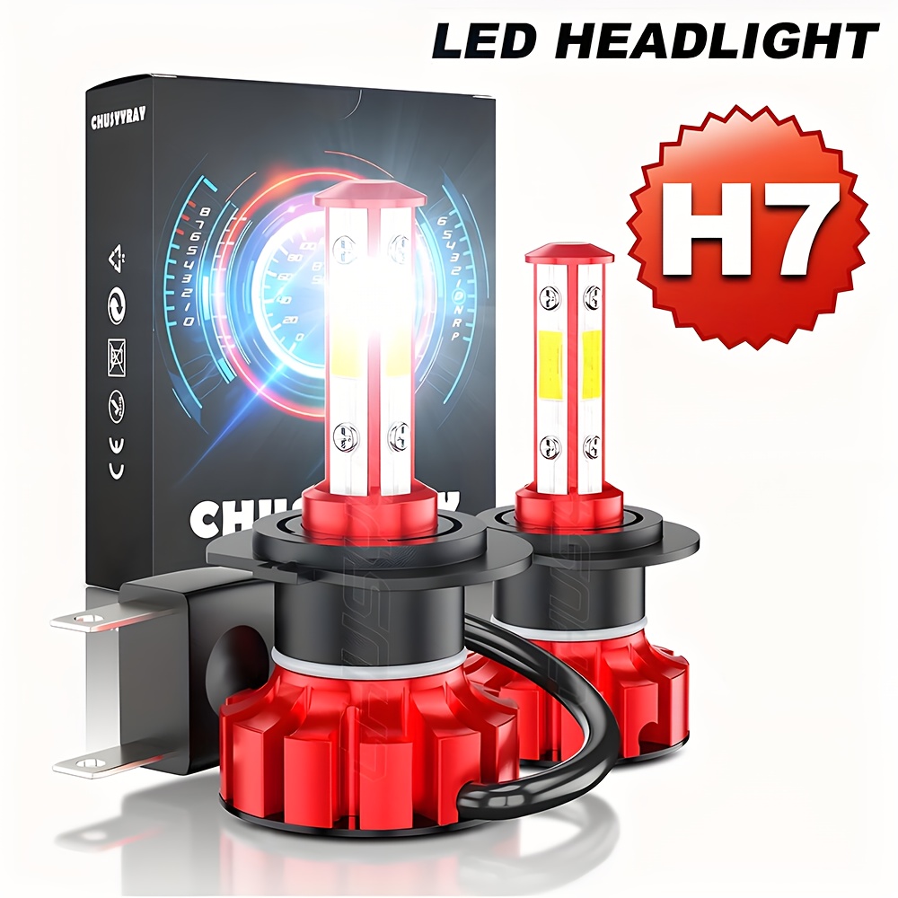 

2pcs H7 Led Headlight Bulb High/low Beam 100w 30000lm 6500k White