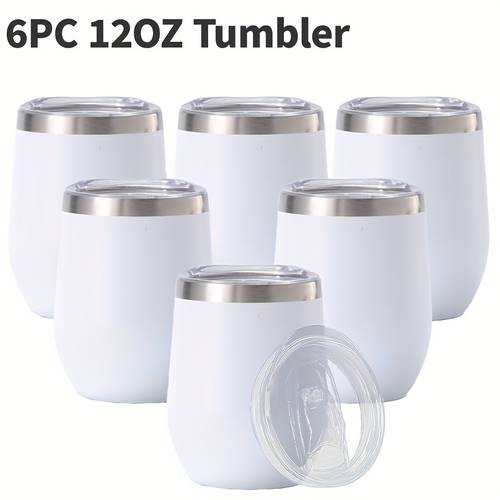 set of 6 12 11oz 365ml leak proof lid insulated tumbler mug for travel and coffee made from food grade 304 stainless steel with double wall vacuum thermal locking technology ideal for trips fitness activities outdoor use a practical gift