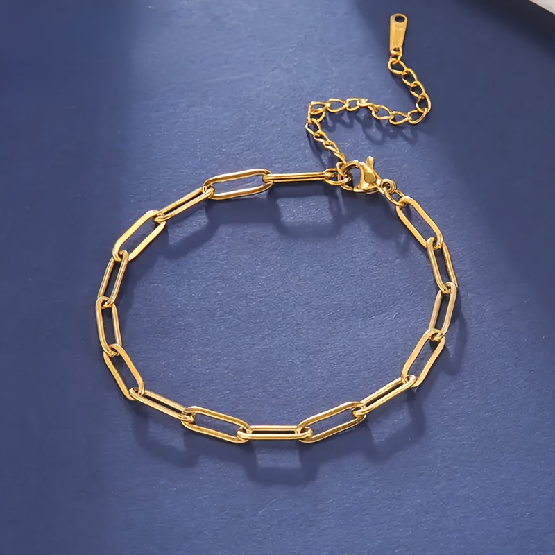 Elegant & Chic Golden-tone Titanium Steel Women's Bracelet - Versatile Fashion Accessory For Everyday & Party Wear, Perfect Valentine's Gift