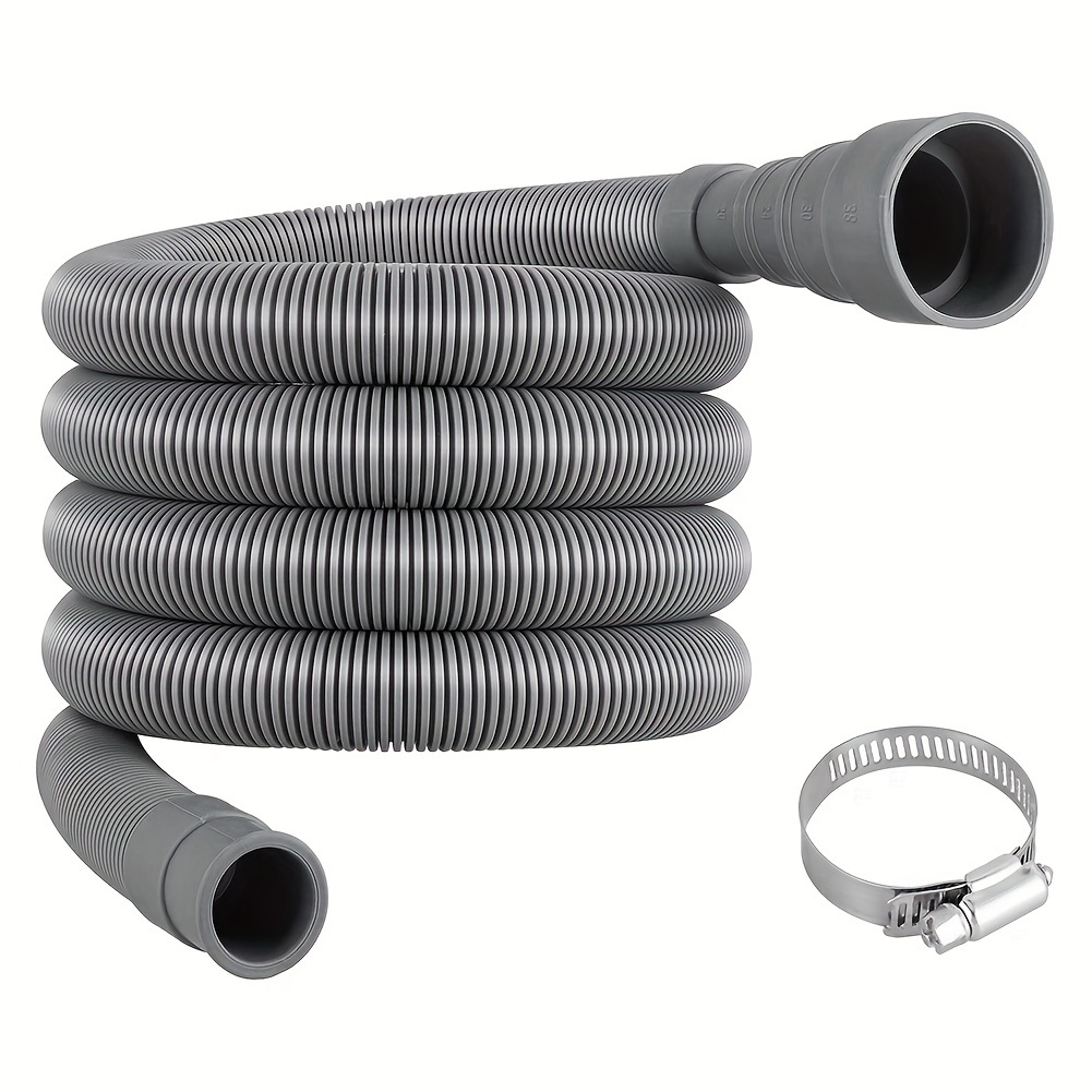 

Universal Washing Machine Drain Hose - 6.5 Ft Hose - Corrugated And Flexible Washing Machine Hose Drain Replacement With Clamp