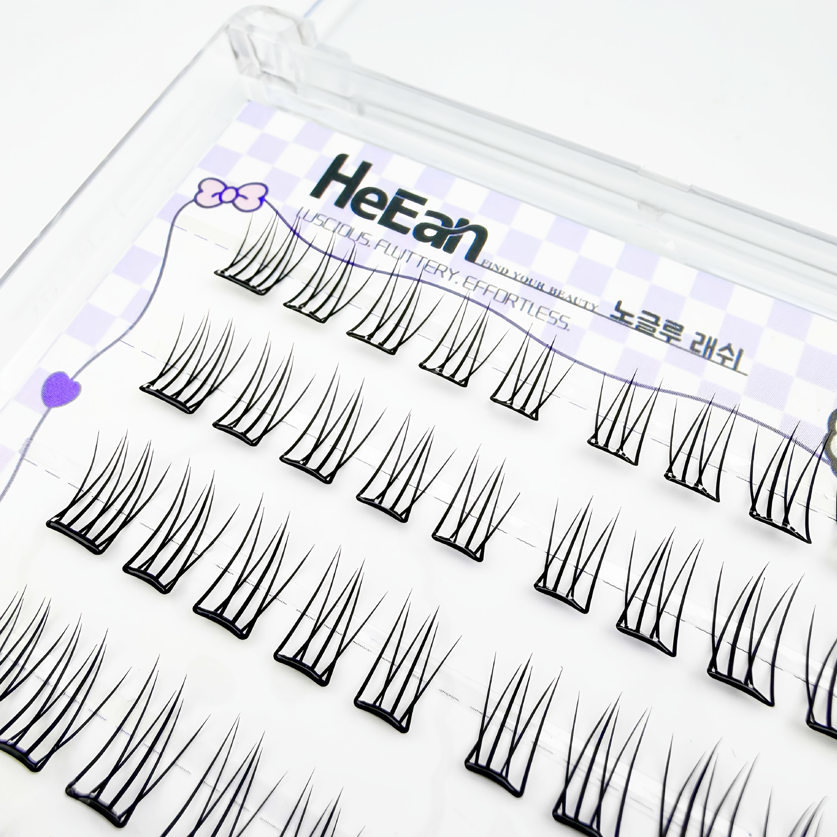 Glueless Uplifted Individual Lash Clusters, Pre-Glued Thin Stem
