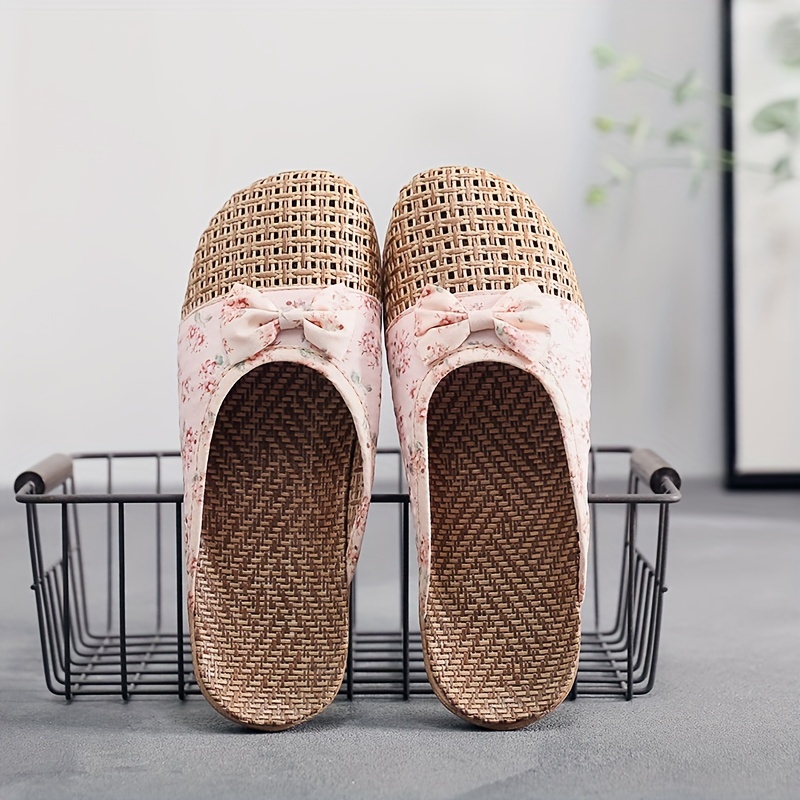 Summer Linen-Blend Cool Slippers, Indoor Non-Slip Thick-Soled Floor Slippers for Women, Home Use, Women Shoes