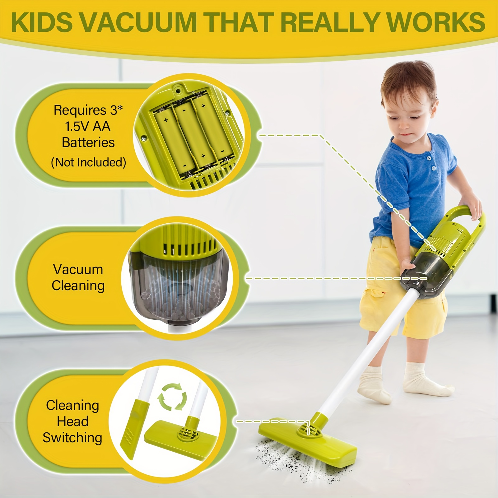 Children's Simulated Cleaning Tool Cart Pretend Play Set