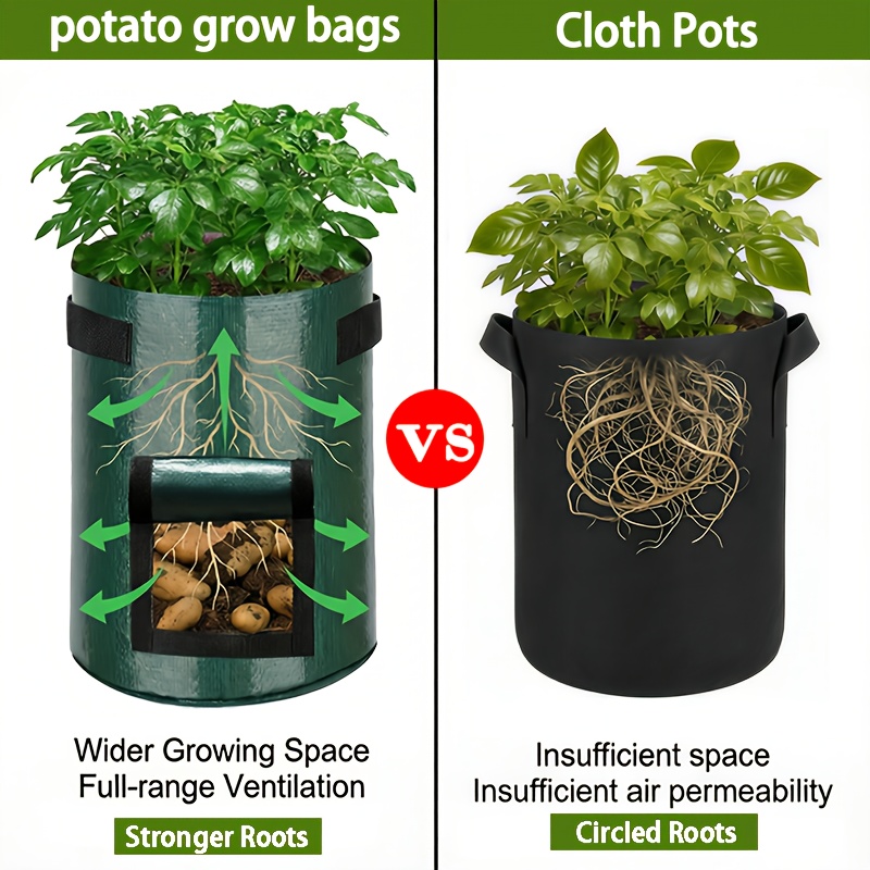 5 pack potato grow bags potato bags for planting potatoes 10 gallon 7 gallon and 5 gallon sizes outdoor pots with handles pots for planting potatoes sweet potato seeds vegetable garden grow kits outdoor plant pots Product details 6