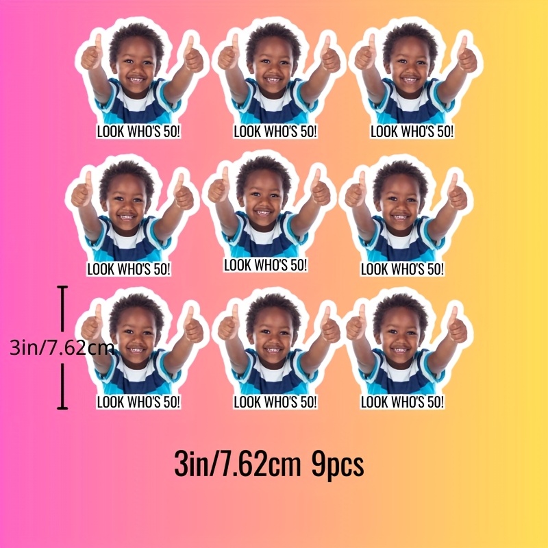 TEMU 9/20pcs Custom Face Stickers Cardboard Cutouts -personalized With Your Photo & Text - Waterproof Birthday Party Decorations, Customizable Party