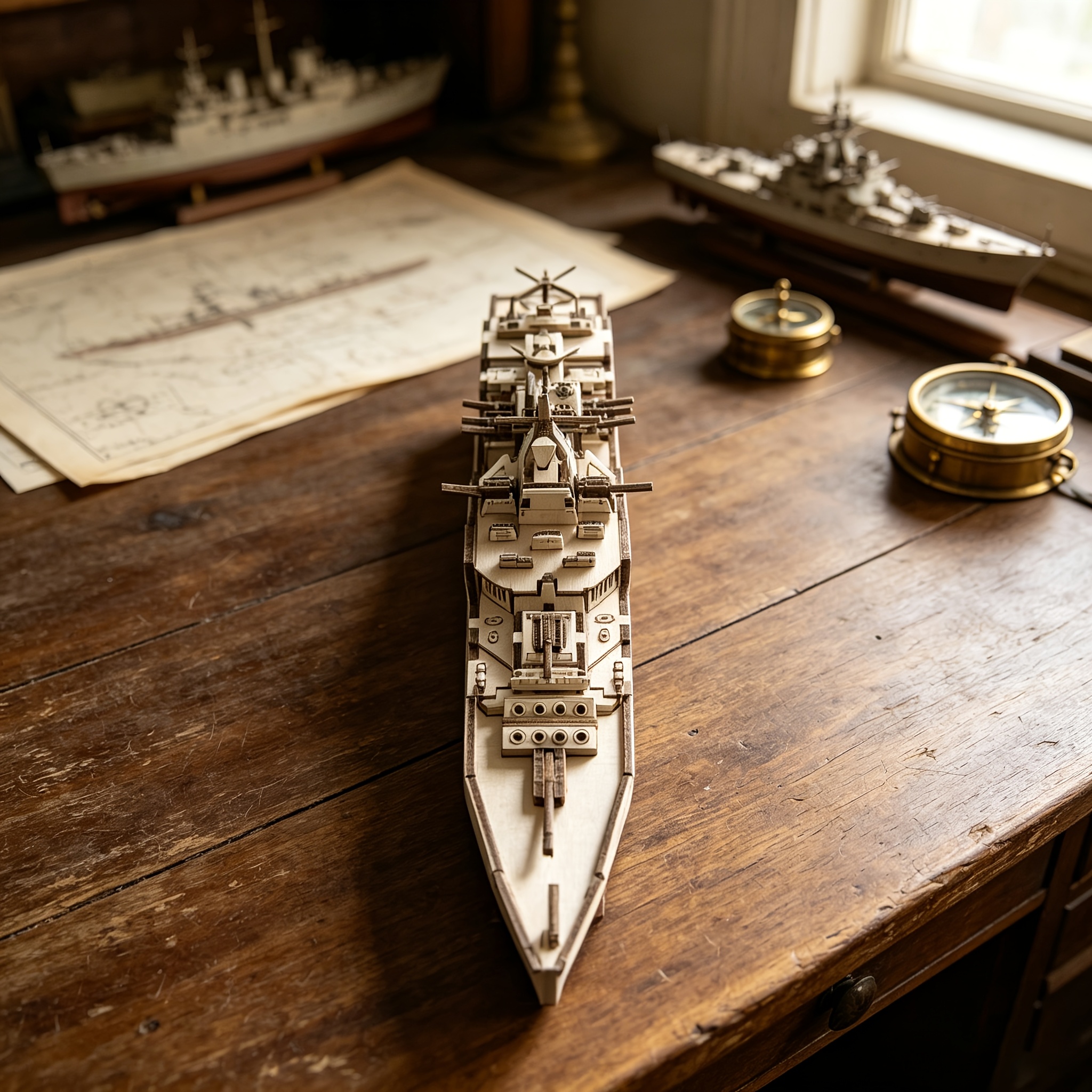 Modern Military Destroyer DIY Wooden 3D Puzzle Set