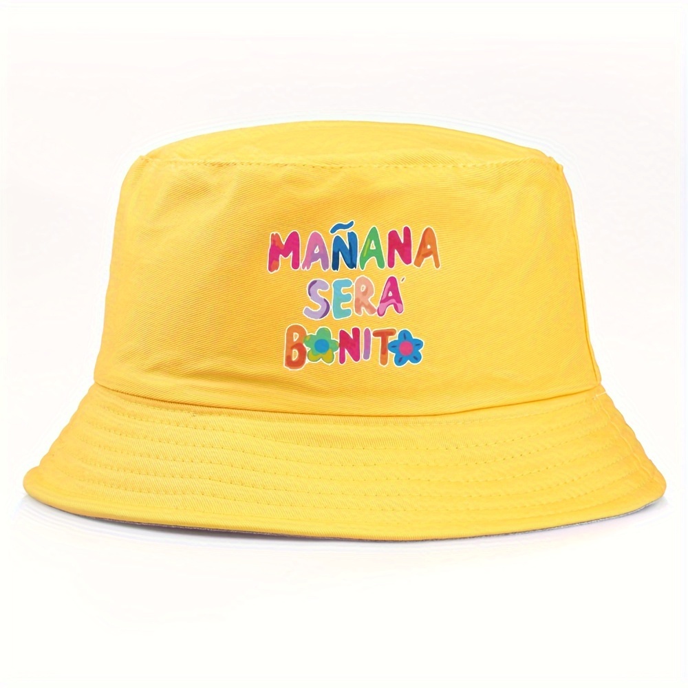 New Manana Sera Bonito Print Fisherman Hat Simple Versatile - Temu