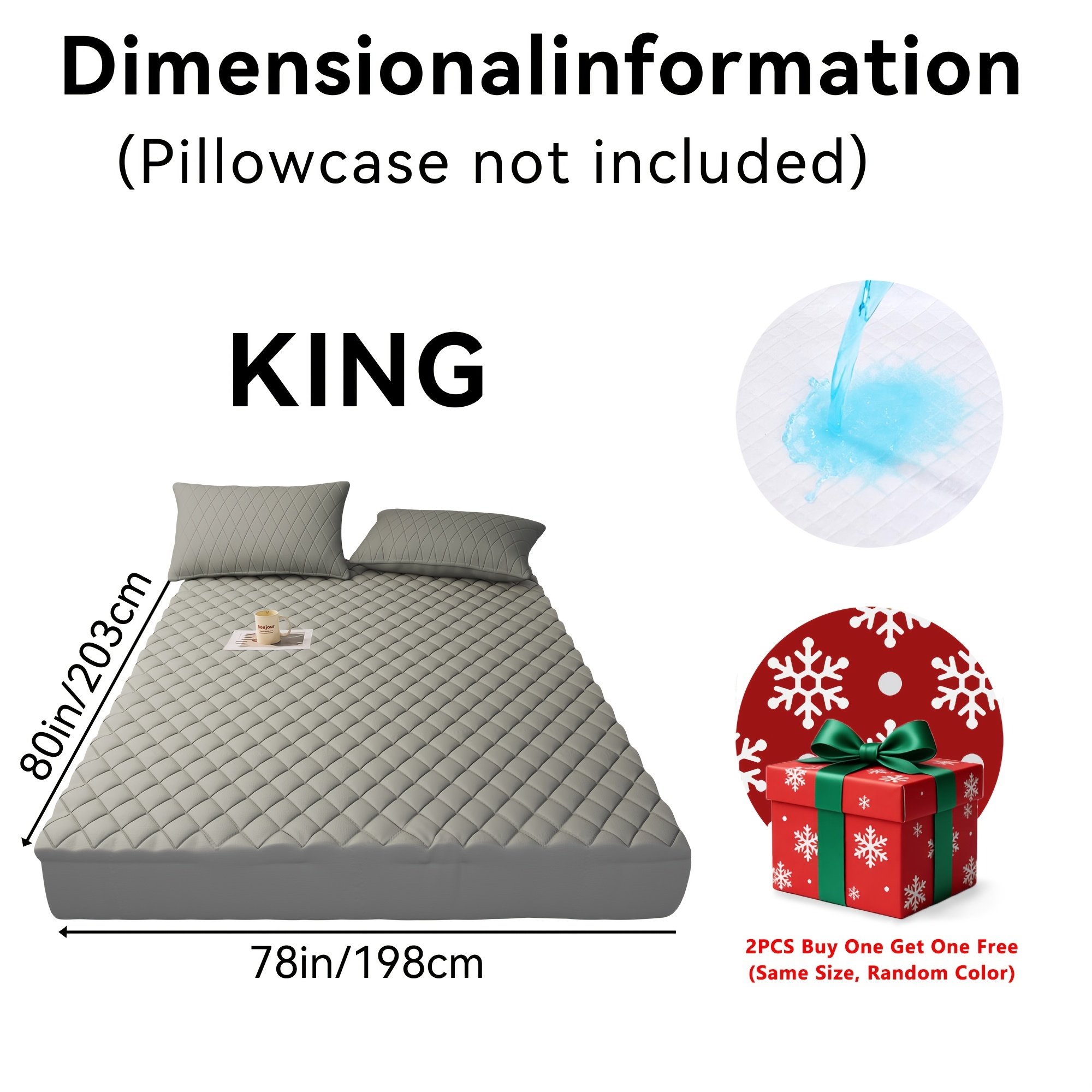     free total of 2pcs couples quilted waterproof mattress cover comfortable stain wrinkle resistant pperfect gift for family couples bedding decorations valentines day gifts no pillowcases