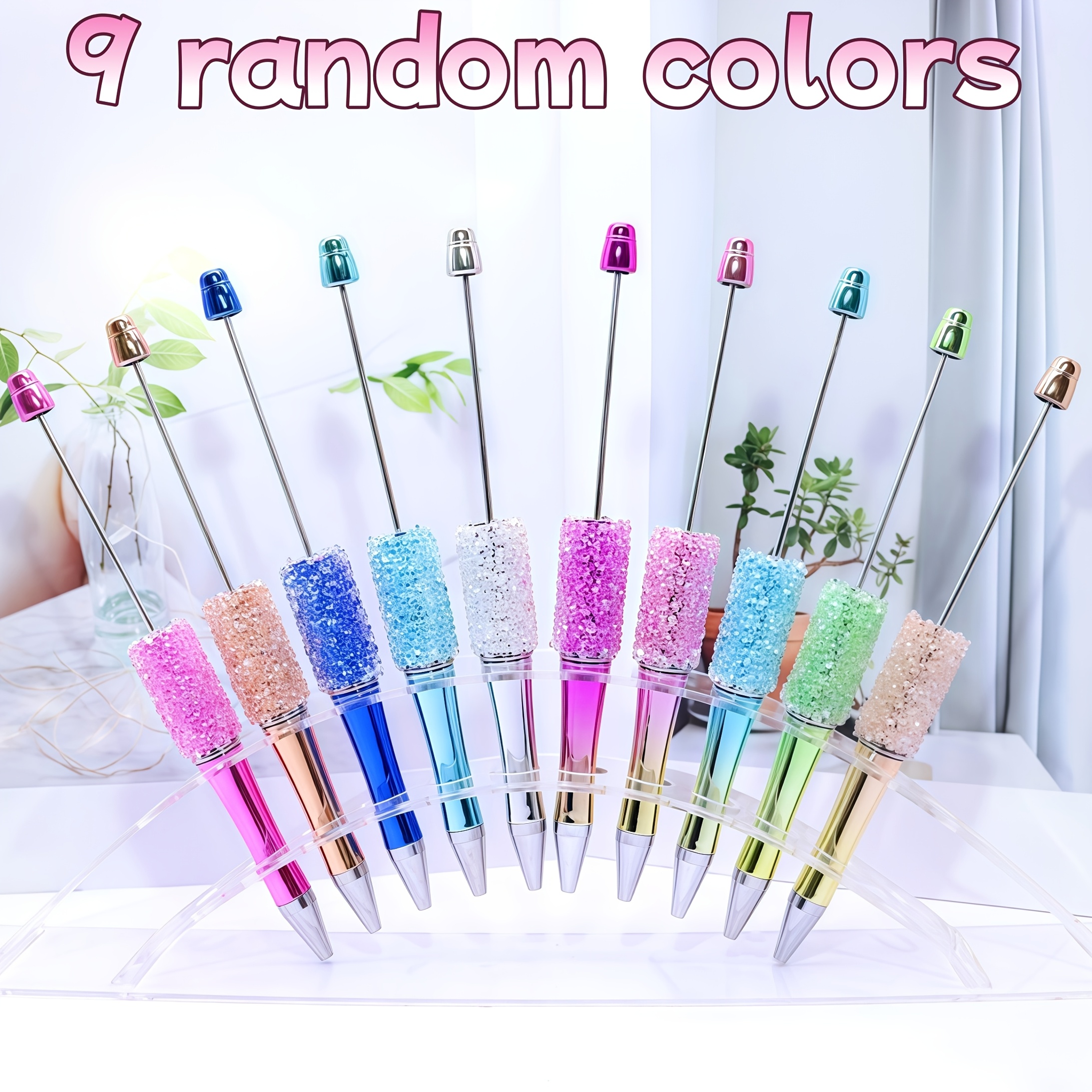 TEMU Handmade Soft Pottery Rhinestone Sugar Plating Colorful Beaded Pen Diy Material Packaging Accessories Focus Beads Holiday Party Birthday Gift