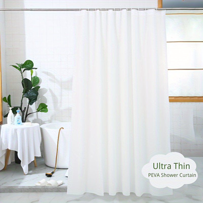 

1pc Plastic Shower Curtain, Waterproof Bathroom Shower Curtain Including Hooks, Partition Curtain, Bathroom Accessories