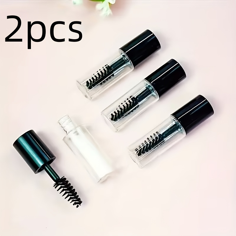 TEMU 2pcs Mini Travel Mascara Dispensing Bottles With Brushes Set - Leak-proof Portable Cosmetic Containers, Suitable For Mascara, Liquid Foundation,