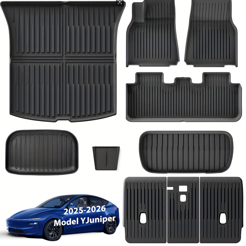 TEMU Fruka Tpe Car Floor Mats For Model Y 2025 2026 | 10pcs Complete Set Of All -weather Floor Liners For | 5 Seat Non-slip Floor Mats & Cargo Liners
