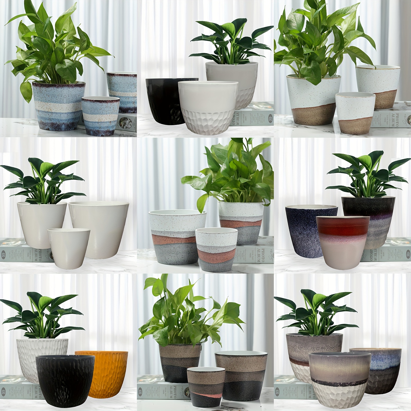 

Flowerpot Market! 3pcs Set Polystone Modern Outdoor/indoor Round Planter, Lightweight Flowerpots, Weather Resistant, Polymer Finish, Commercial Grade And Residential