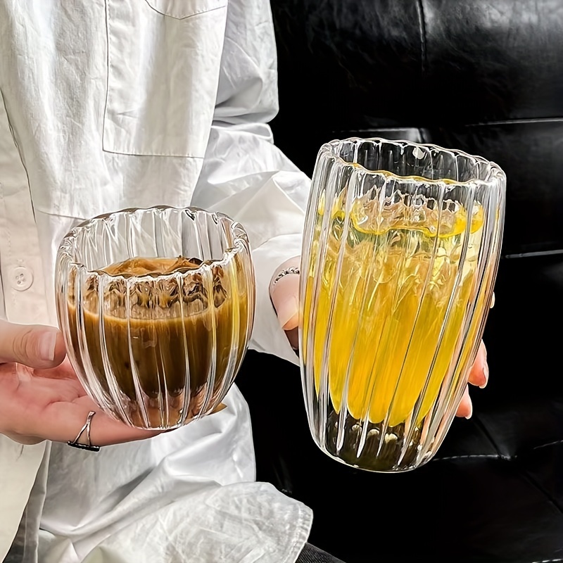 

2 tasses en verre à double paroi résistantes aux températures élevées, verres à eau isothermes et résistants à la chaleur pour , jus et boissons - Matériau extérieur en verre transparent