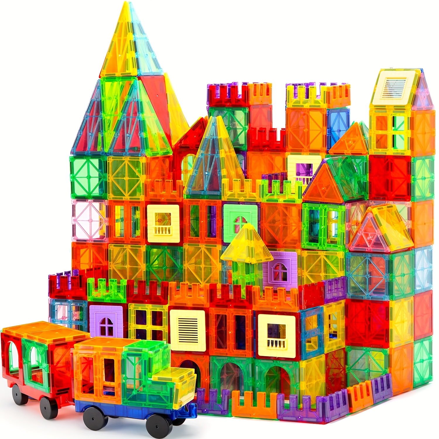 TEMU 102pcs Magnetic Tiles For Kids, Stem Educational Magnetic Blocks Learning Toys For Boys And Girls, Magnet Building Toys For Birthday Gifts,