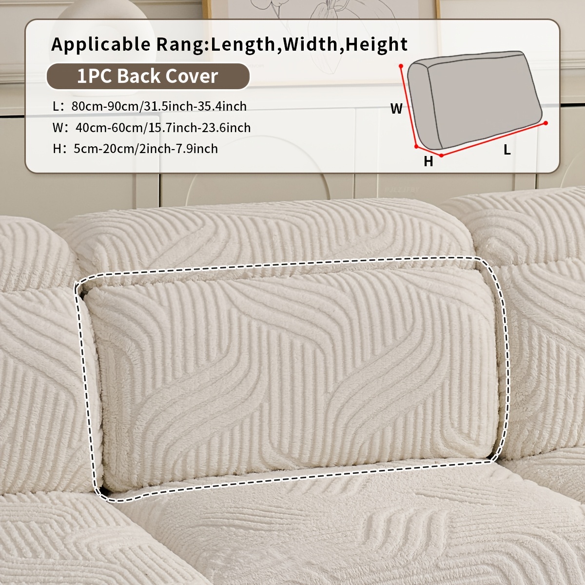 TEMU 1 pz Copridivano Stile Bohemien, Materiale Jacquard in Velluto Poliestere, Copridivano con Schienale e Motivo Ondulato, Caff癡, Grigio, Beige