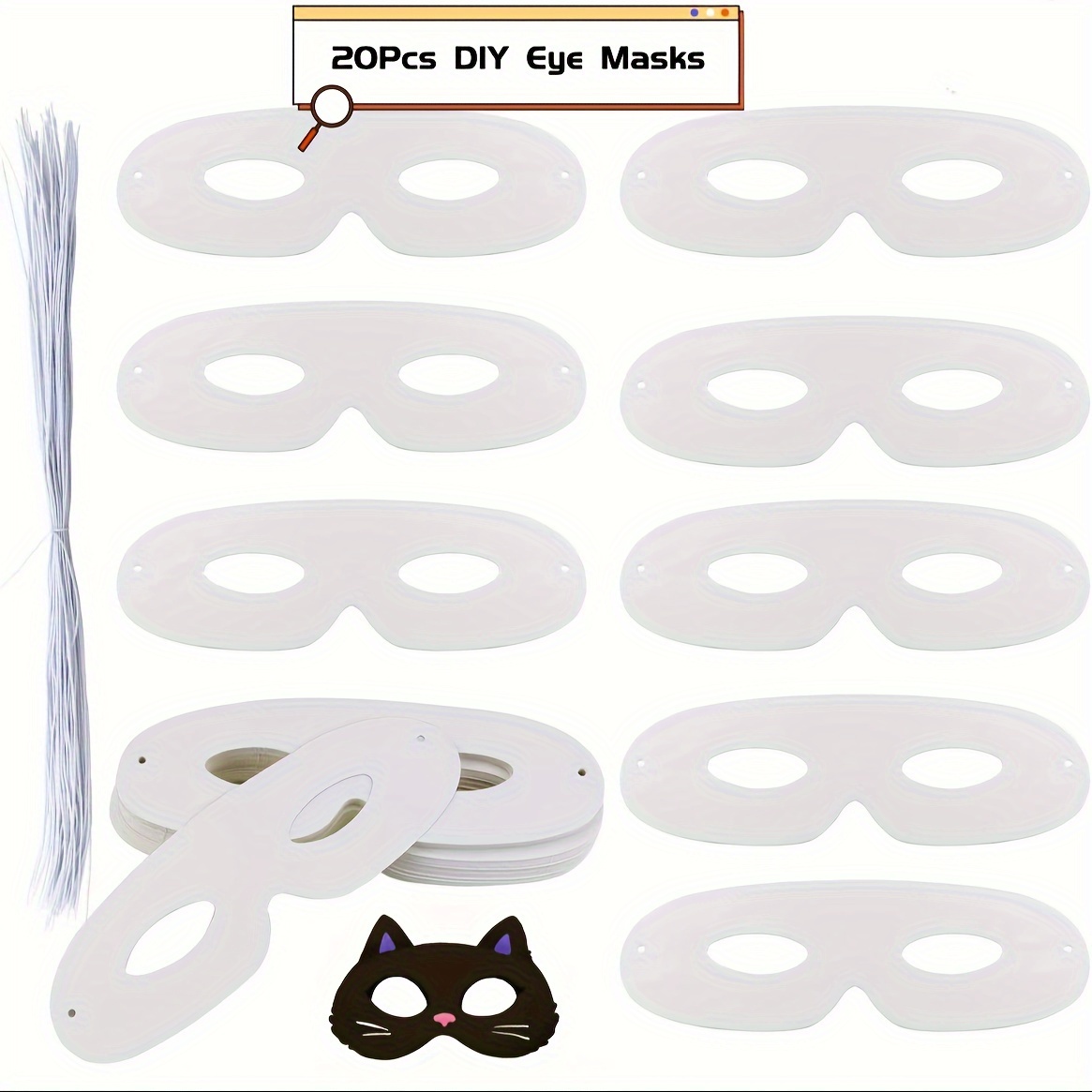 

20pcs Eye Masks - Diy Blank Masks For Halloween, Parties &