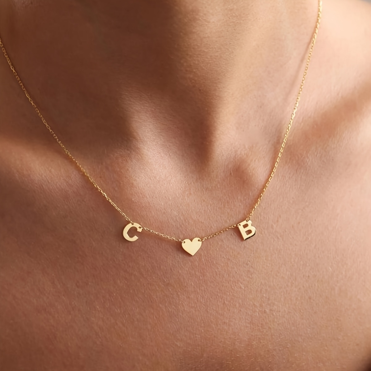 TEMU 1 Collar Personalizado con Letra de , Collar con Colgante de Acero Inoxidable Dorado, Collar con de Pareja, Regalo Personalizado, Regalo de