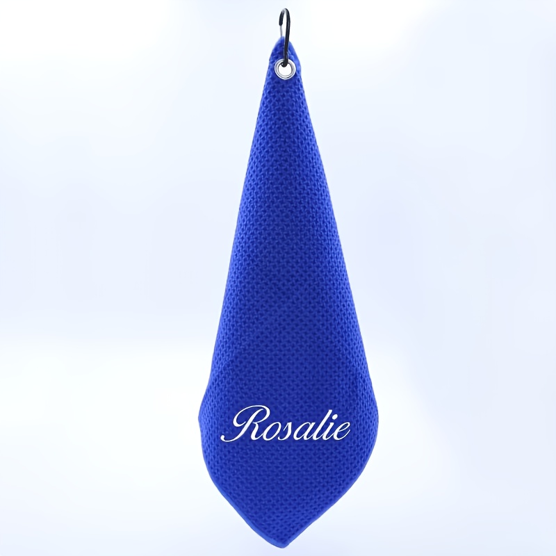 TEMU Customizable Embroidered Golf Club Towel, Face Towel - Quick-dry Fiber Cleaning Cloth With Carabiner Hook, Portable Golf Towel, Measuring X