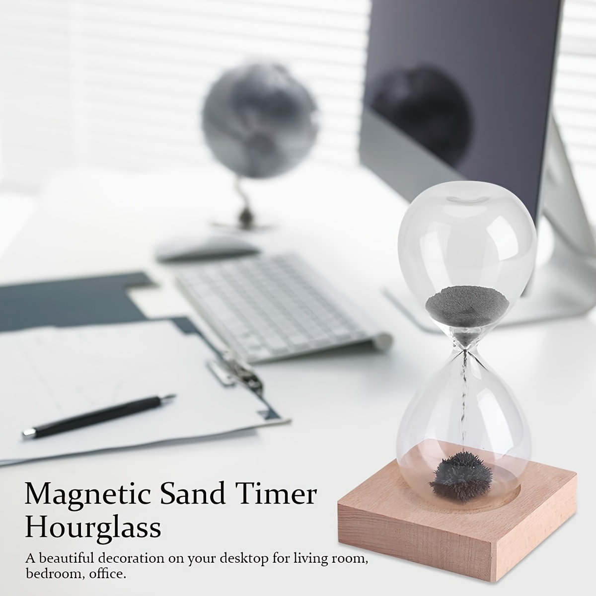 

1pc Magnetic Sand Hourglass Timer With Glass Material, Iron Filings, 10s Desk Decor, Creative Birthday And Holiday Gift