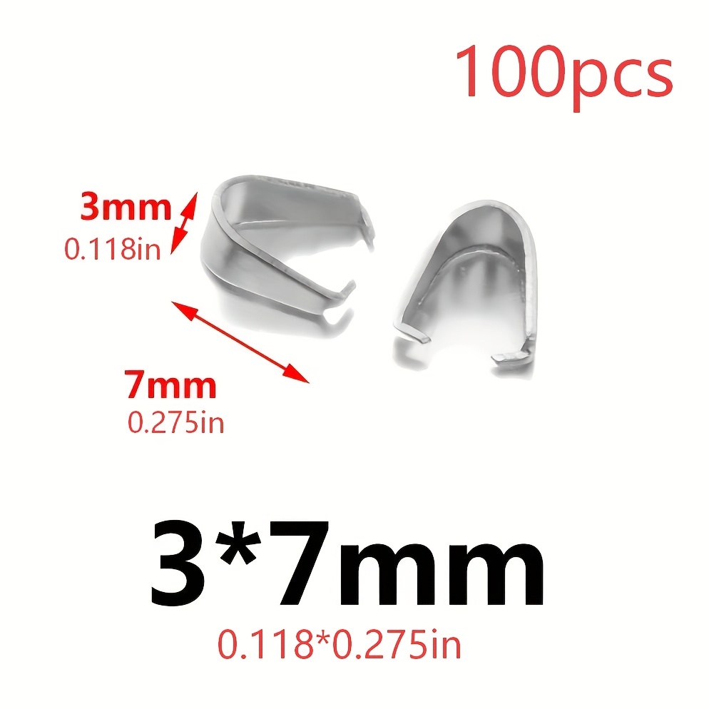 10/100/199pcs 3x7/4x9/5x10mm Stainless Steel Clasps, Non-fading U-shaped Claw Clasps With End Charms For Diy Craft Jewelry Making, Necklace Pendant Claws