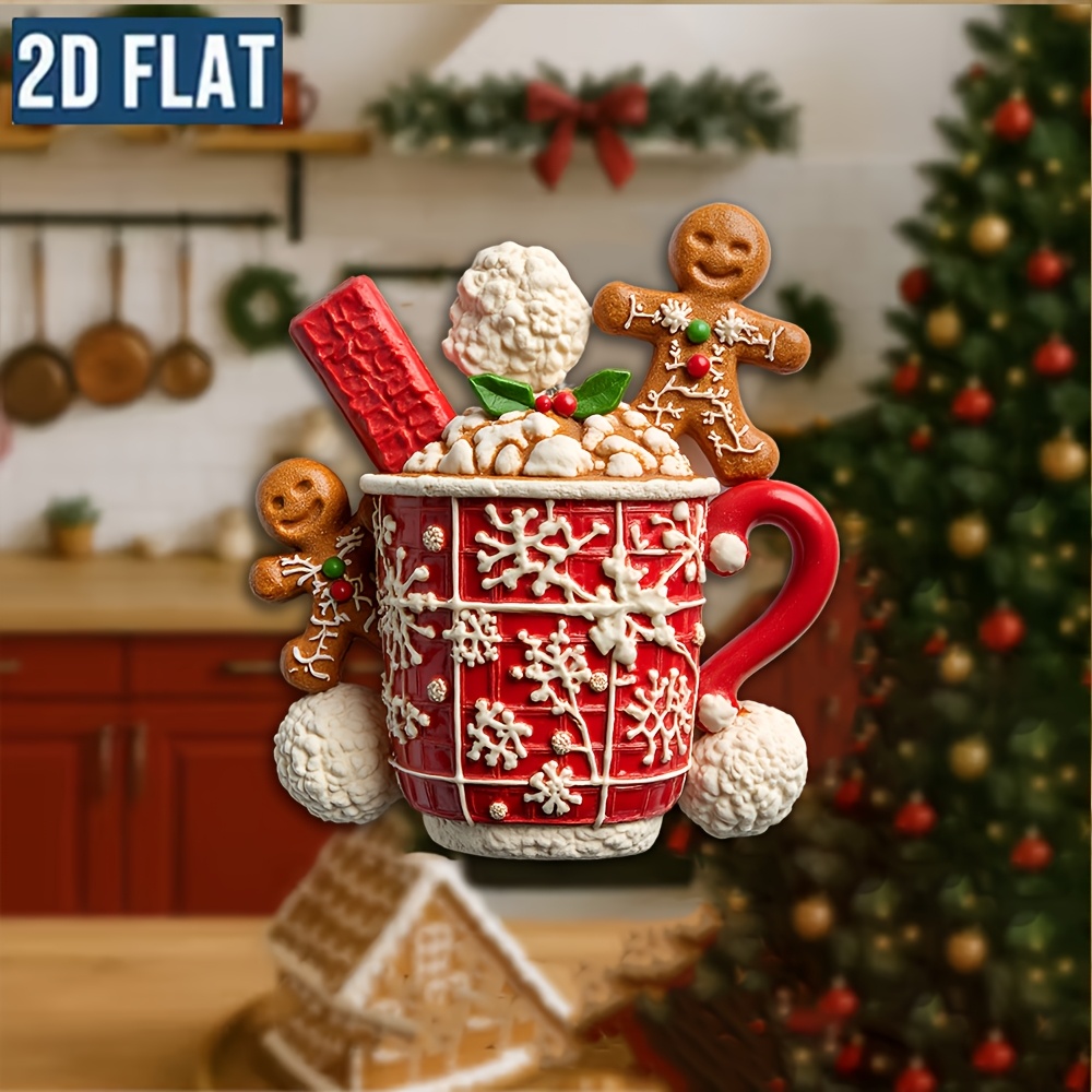 TEMU 1 Magnete da Frigorifero di Zucchero e - Ornamento per di Natale a Quadri Rossi, Magnete da Frigorifero in Acrilico/Gomma, Decorazioni Festive,