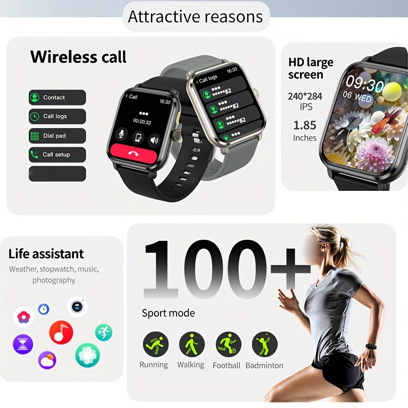 2024 Nova HD Full Touch 100+ športna pametna ura za moške in ženske, sledilnik telesne pripravljenosti GPS športna pot brezžično klicanje pametna ura primerna za Android_voghion.com
