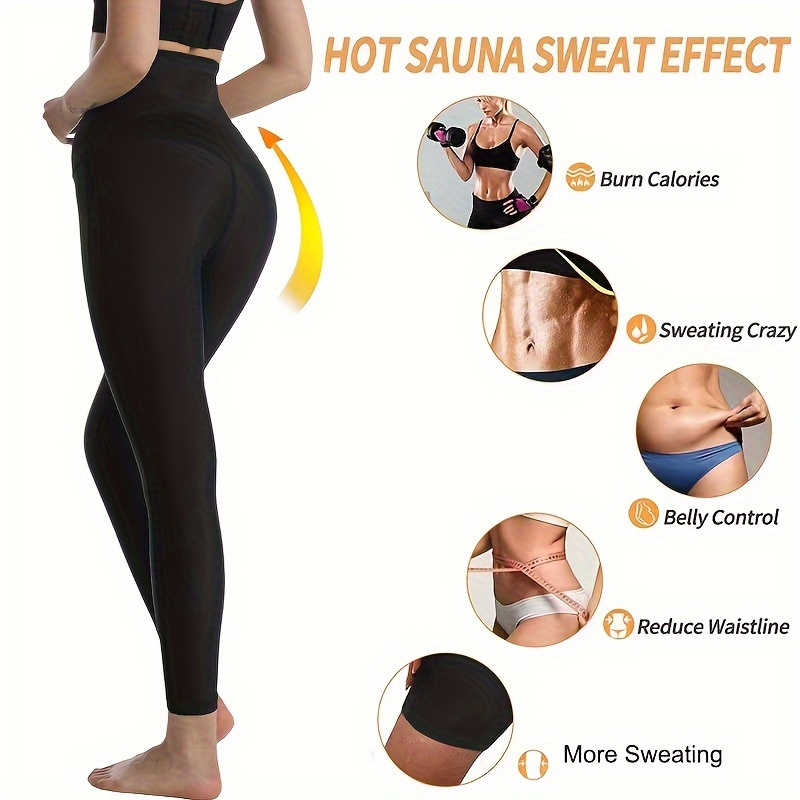 Plus Size Women Neoprene Abdomen Control Sauna Pants High Waist Skinny  Sweating Burning Shaping Leggings