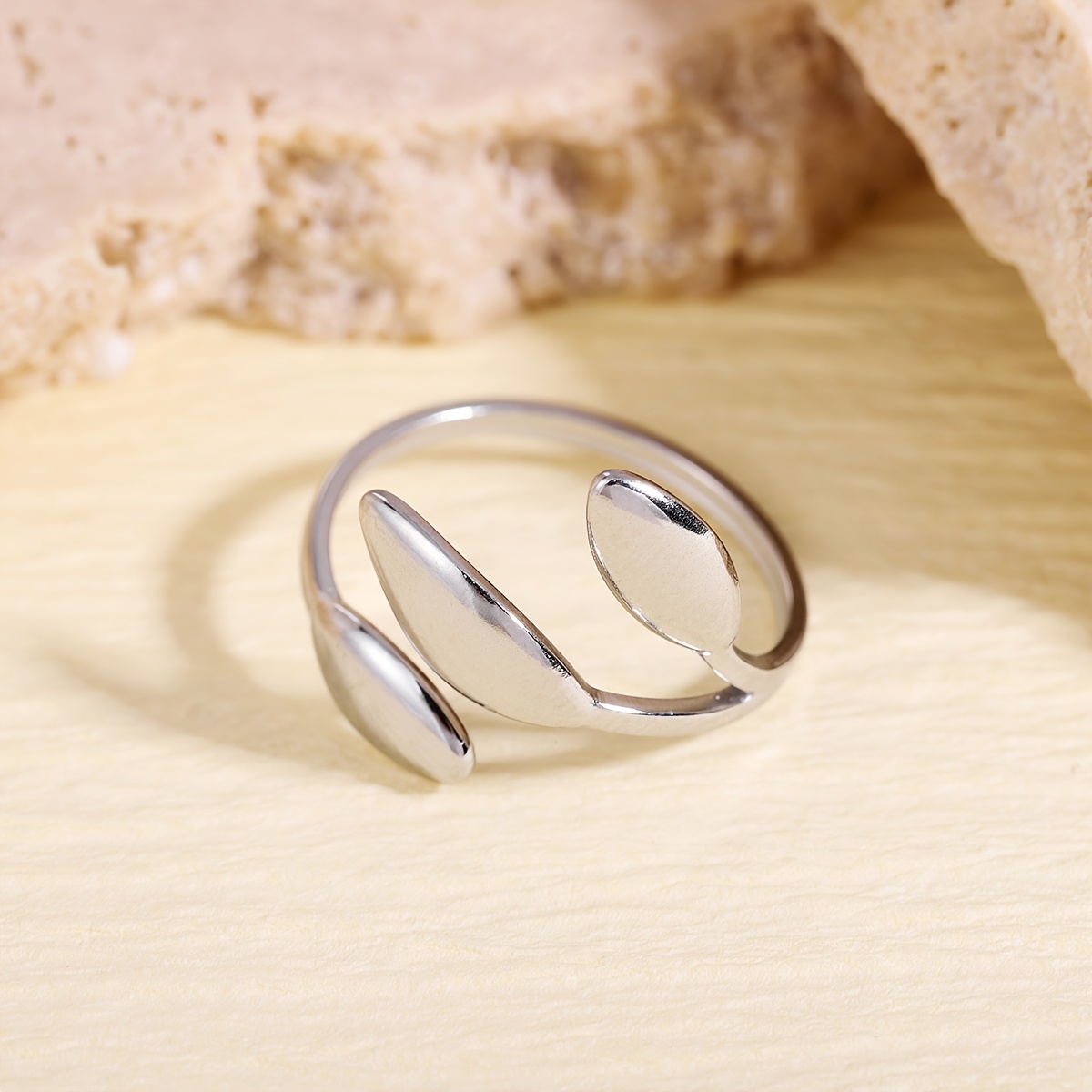 Tri-Leaf Adjustable Open Ring in 304 304 Stainless Steel Material Tarnish-Proof Perfect for Daily Wear Holiday Occasions Stylish Unisex Gift for Teenager For Teenager